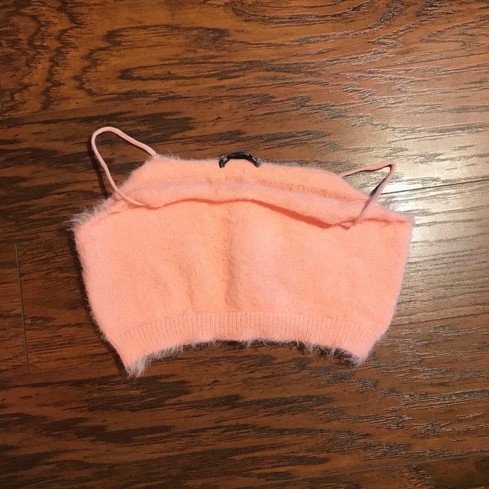 Pink fluffy cami crop top